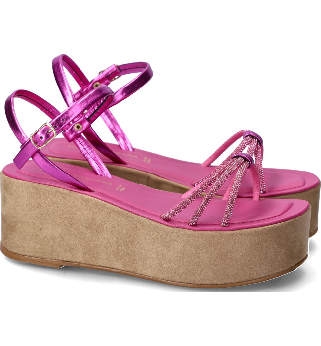 Donna Toscana zeppa fuxia