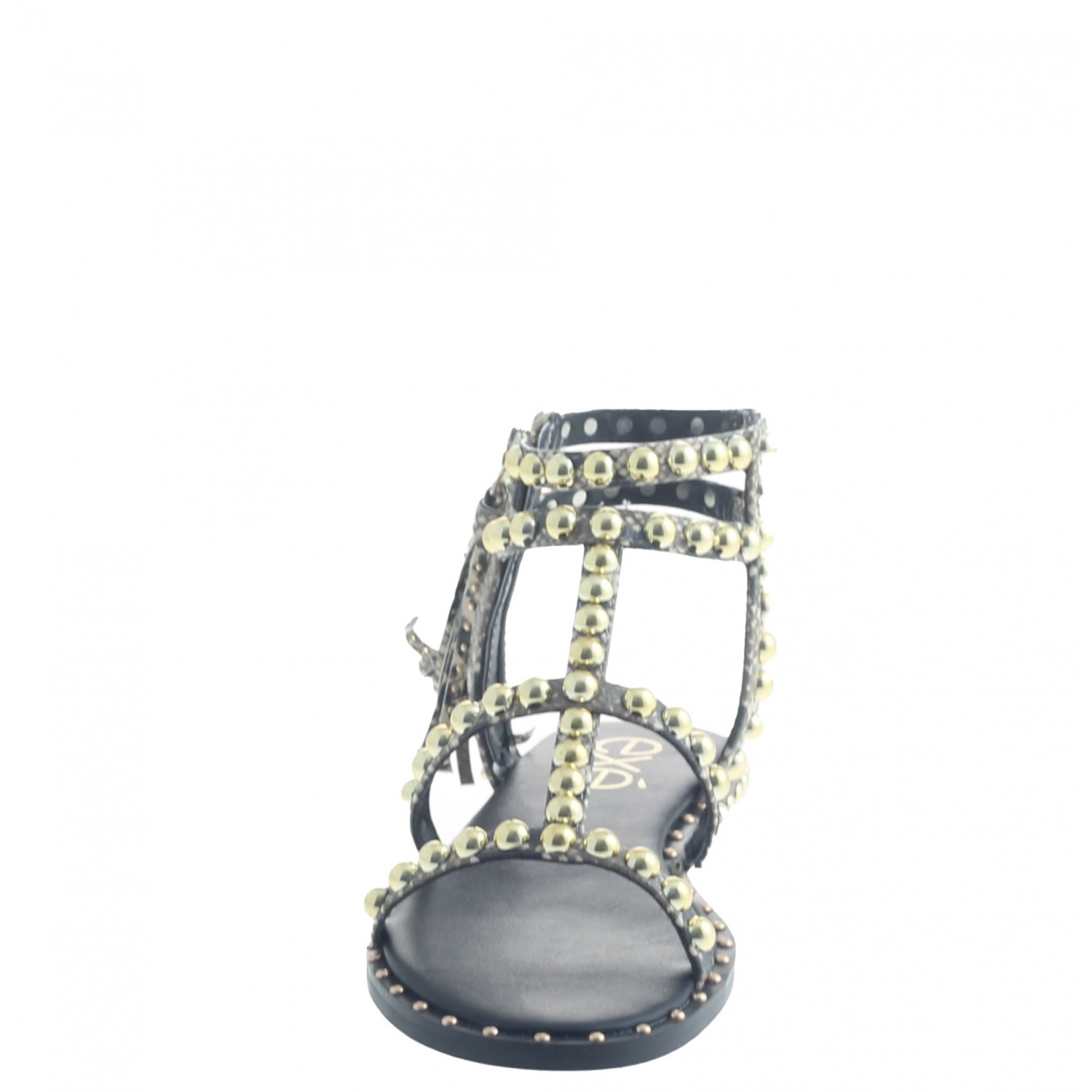 Sandalo Flat Infradito Basso con Strass Nude - Exe - Mario Spatarella
