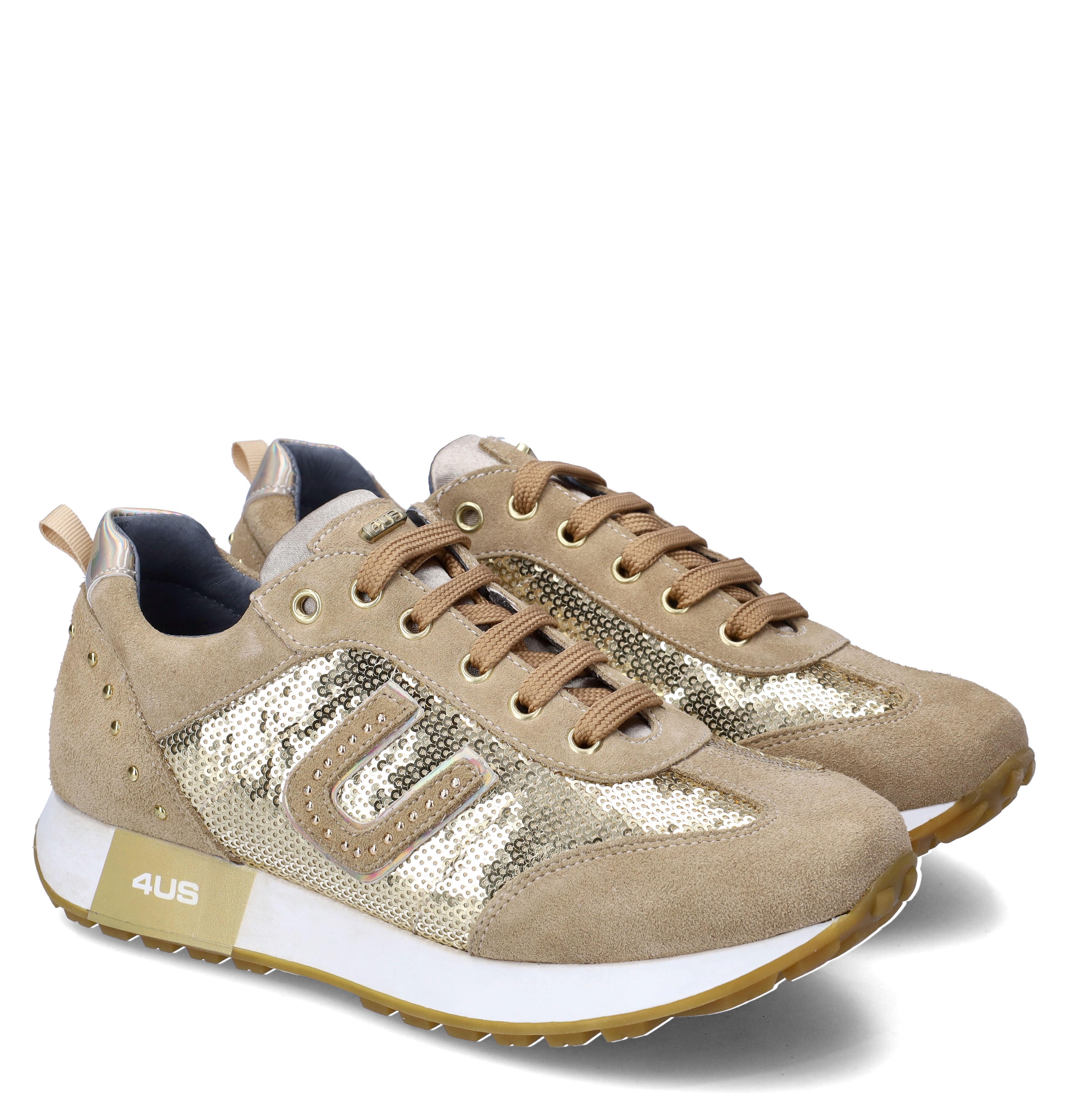 4US CESARE PACIOTTI SNEAKERS BEI-GOLD TAGLIA 35