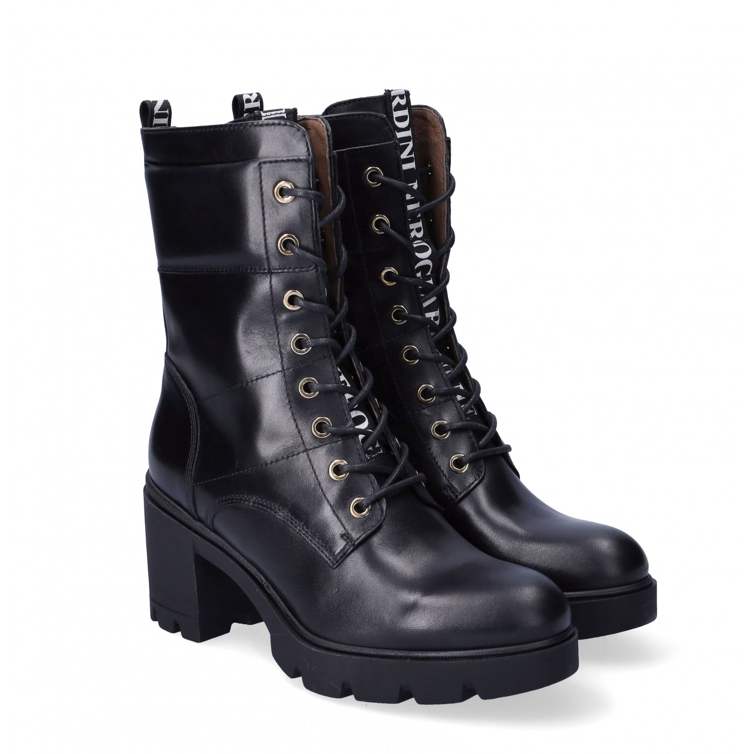 stivali nero giardini stringati