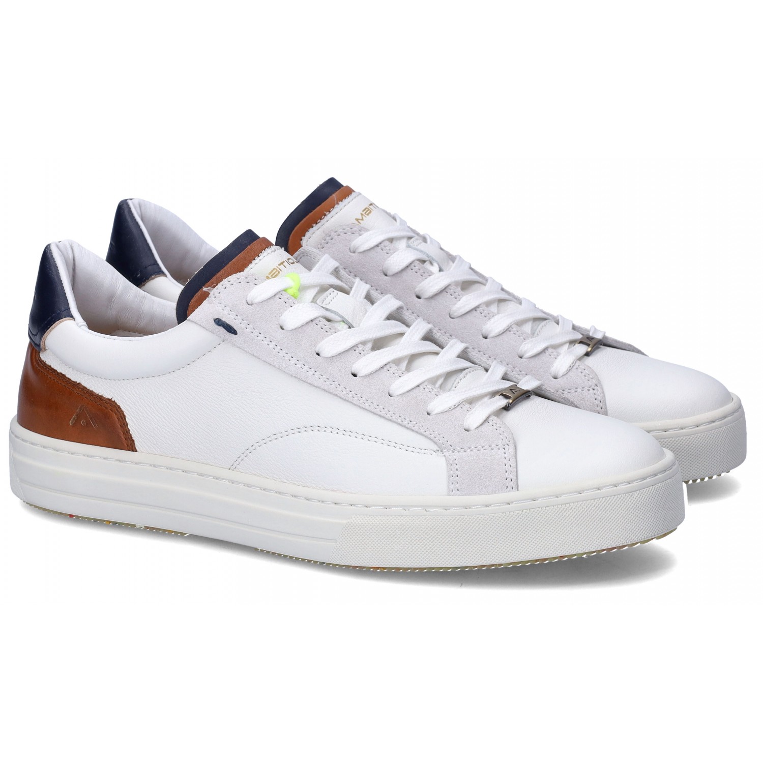 Scarpa uomo Ambitious 8102 sneakers in pelle bianco sabbia giallo US21A